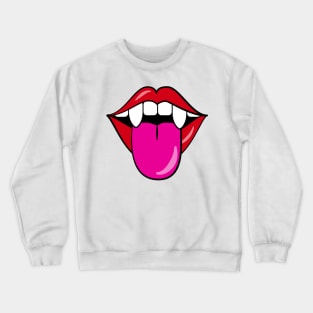 Cute Vampire - Playful Fangs and Tongue Crewneck Sweatshirt